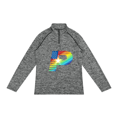 PACE Oversized Logo Men's Quarter-Zip Performance Long Sleeve T-Shirt
