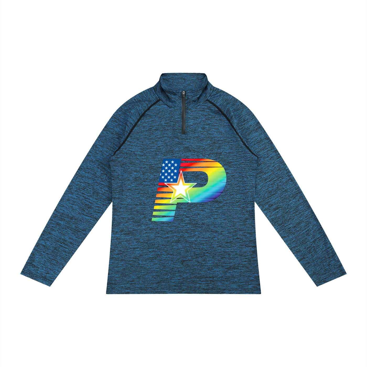 PACE Oversized Logo Men's Quarter-Zip Performance Long Sleeve T-Shirt