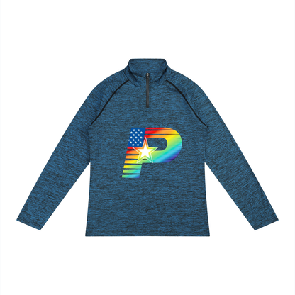 PACE Oversized Logo Men's Quarter-Zip Performance Long Sleeve T-Shirt