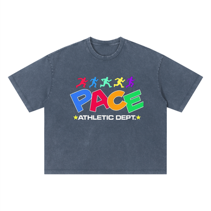 PACE® Levels of Sprinting Unisex Vintage Oversized Wash T-Shirt